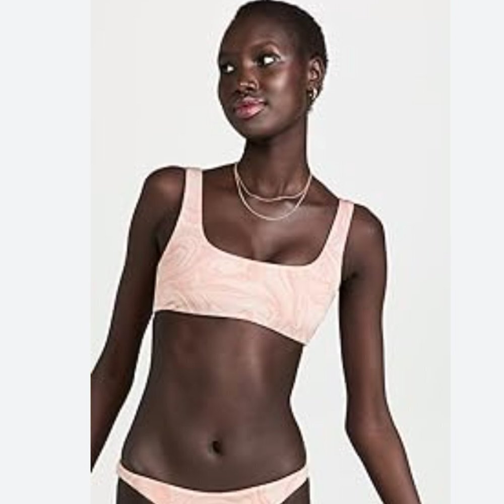NWOT L*Space Lala Ribbed Bikini Top Cream‎ Champagne Brick M Swim